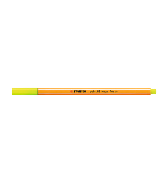 Micropunta/Felpa, Point 88, Punta Fina 0.4 mm, Amarillo Neón, Unidad